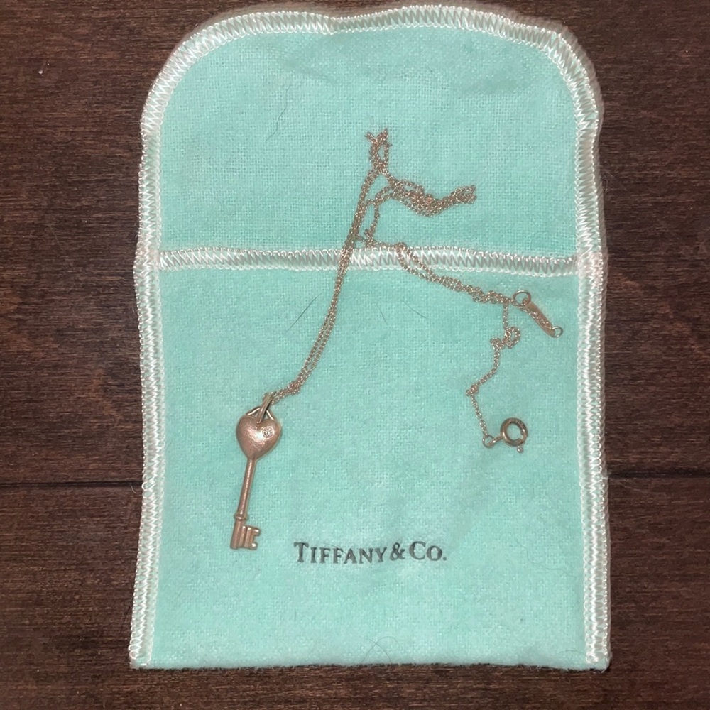 Tiffany & Co diamond heart key 18” necklace